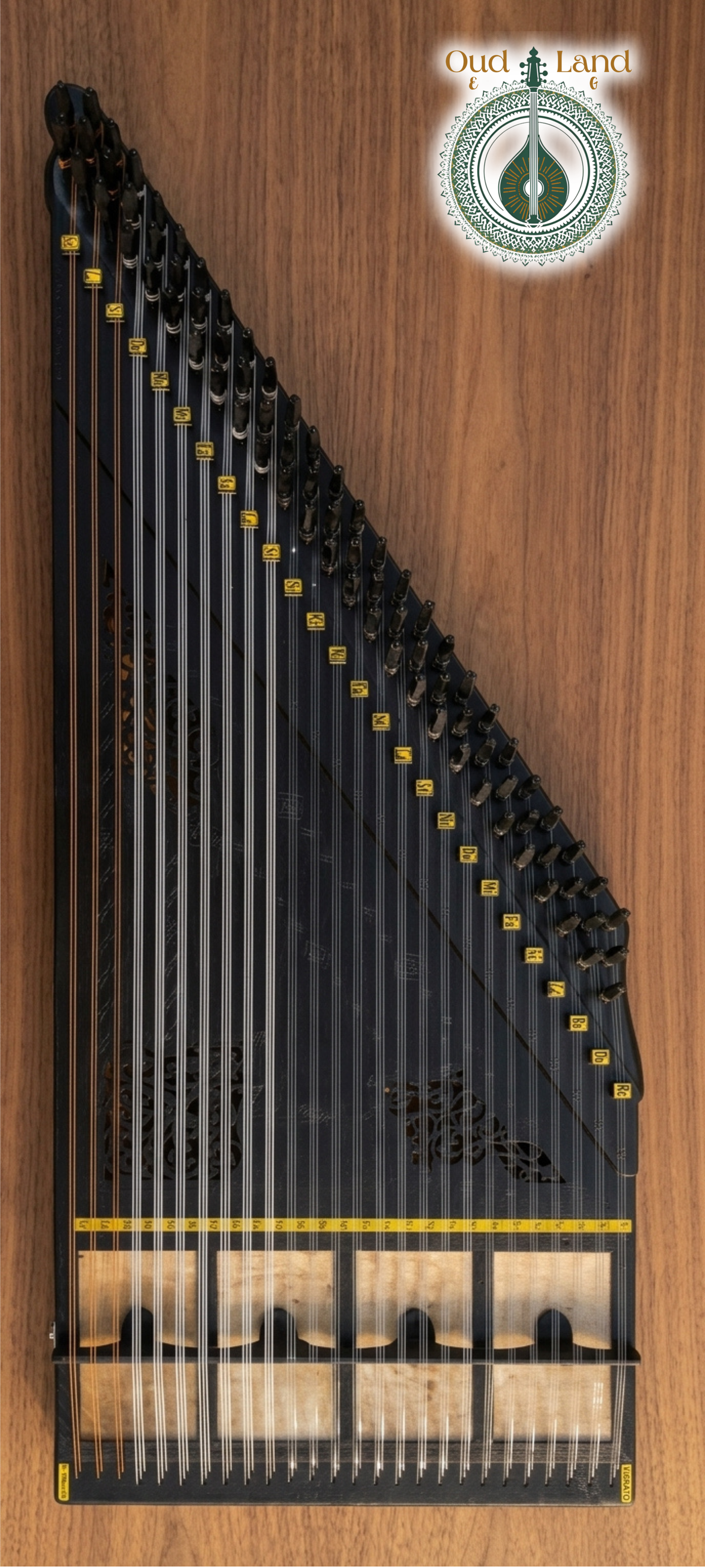 Modern professional oriental Qanun instrument in elegant ebony black finish by Oud Land